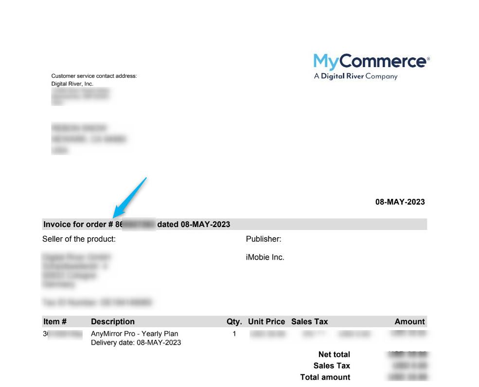 Find MyCommerce Order ID from Invoice