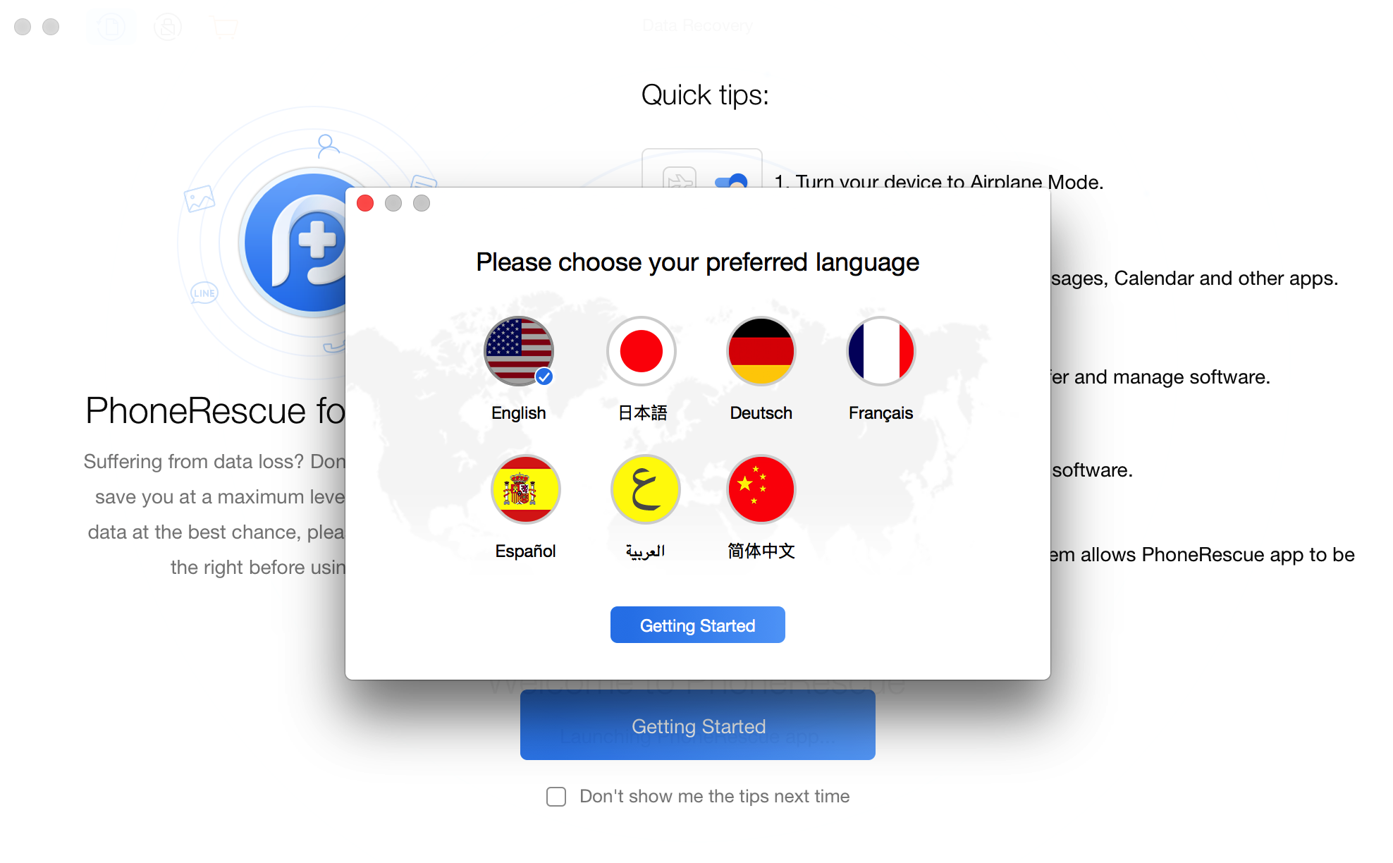 تغيير اللغة من برنامج PhoneRescue لهواتف MOTOROLA