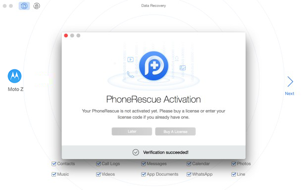 نجح في تسجيل برنامج PhoneRescue لهواتف MOTOROLA