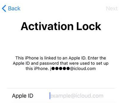 شاشة Activation Lock على جهاز iPhone المرتبط بحساب Apple