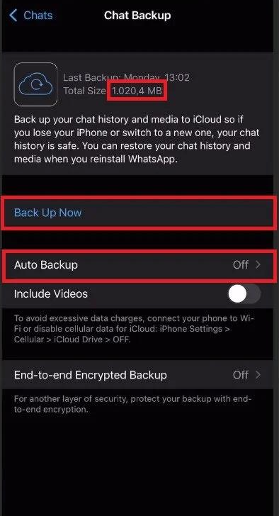 التحقق من النسخة الاحتياطية لمحادثات WhatsApp على iPhone قبل محاولة الاسترداد