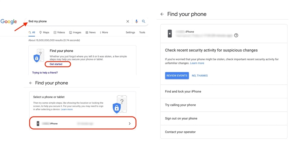 ابحث عن "العثور على هاتفي" على Google