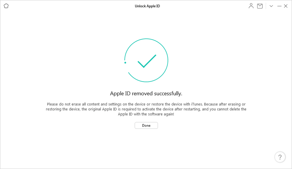 تمت إزالة Apple ID بنجاح