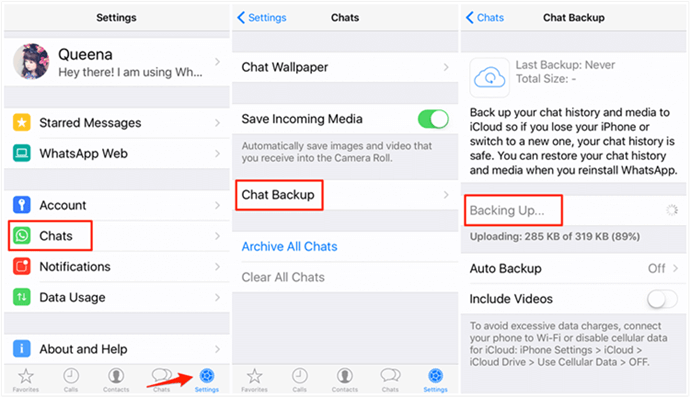 نسخ احتياطي لتطبيق WhatsApp مع iCloud