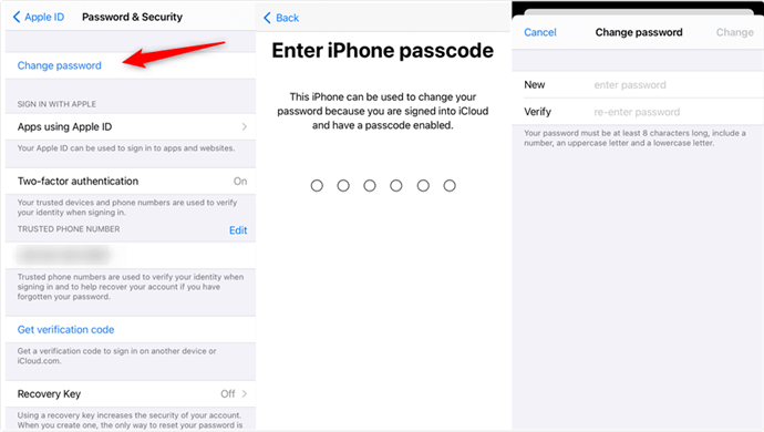 تغيير كلمة مرور Apple ID