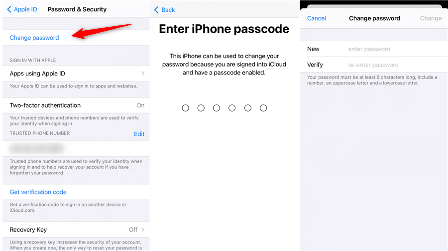تغيير كلمة سر Apple ID على iPhone