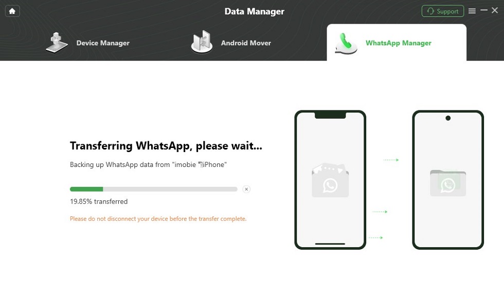 اتبع التعليمات التي تظهر على الشاشة لنقل WhatsApp