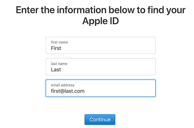 أدخل تفاصيل Apple ID