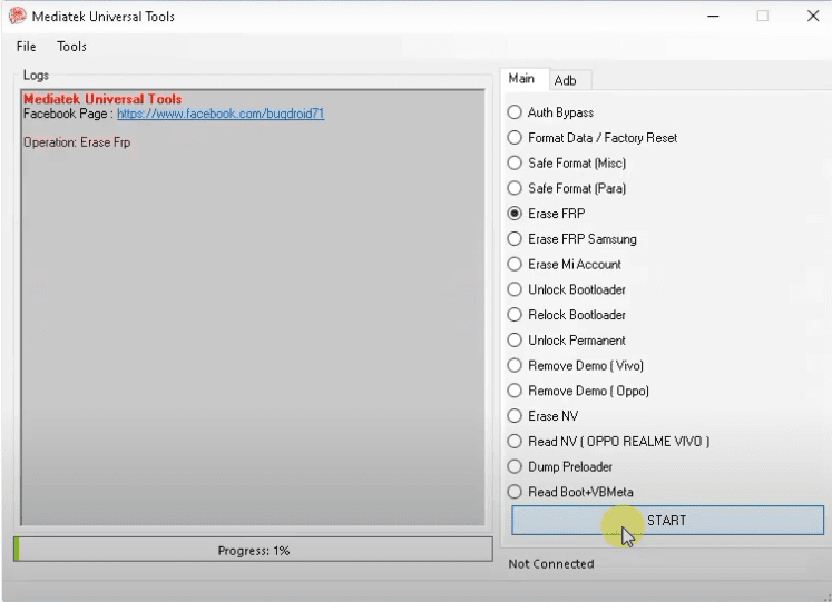 مسح FRP في MediaTek Universal Tool