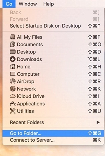 انقر فوق Go to Folder