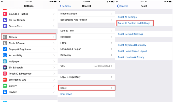 إعادة تعيين iPhone / iPad لمسح جميع الإعدادات
