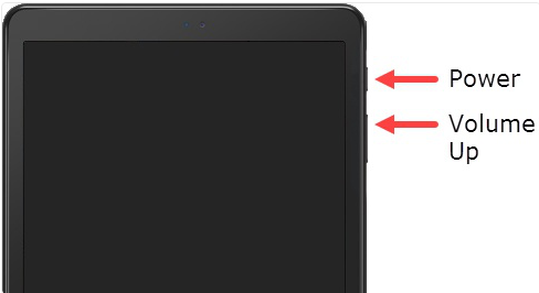 اضغط باستمرار على الطاقة ومستوى الصوت