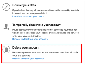 حذف حساب Apple ID