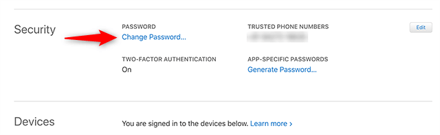 إعادة تعيين كلمة مرور Apple ID