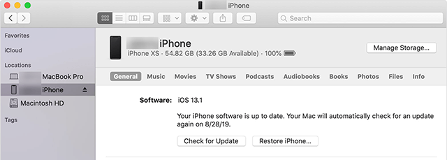 إعادة تعيين iPhone عبر iTunes