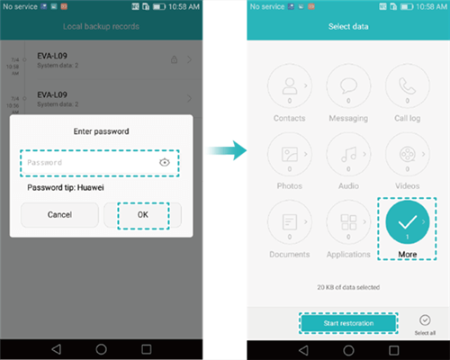 استعادة الفيديو باستخدام تطبيق Huawei Backup