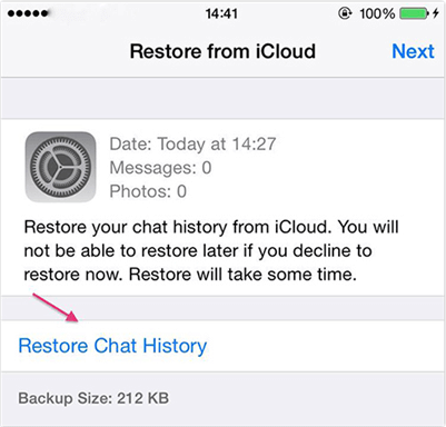 استعادة محادثات WhatsApp من iCloud