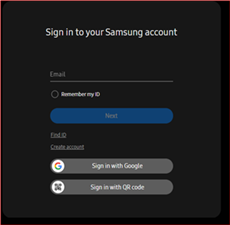 قم بتسجيل الدخول إلى حساب Samsung