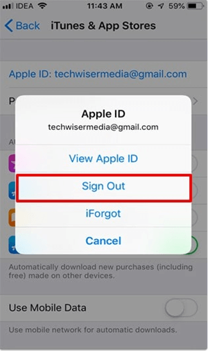 تسجيل الخروج من Apple ID باستخدام iTunes