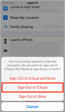 تسجيل الخروج من حساب iCloud القديم