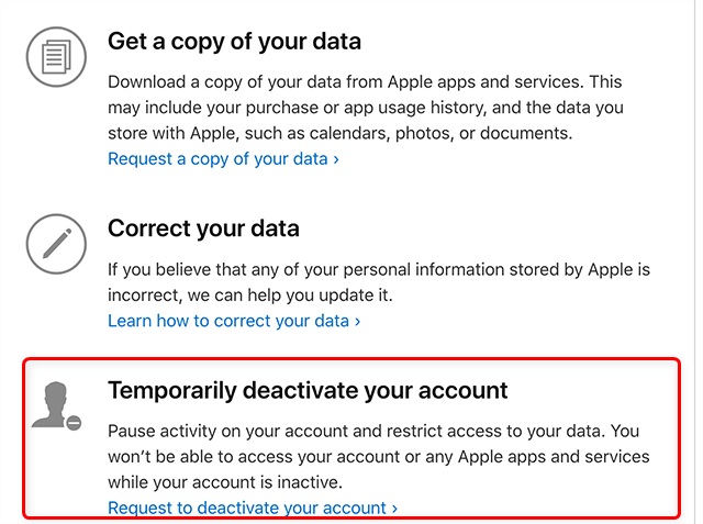 إلغاء تنشيط حساب Apple ID