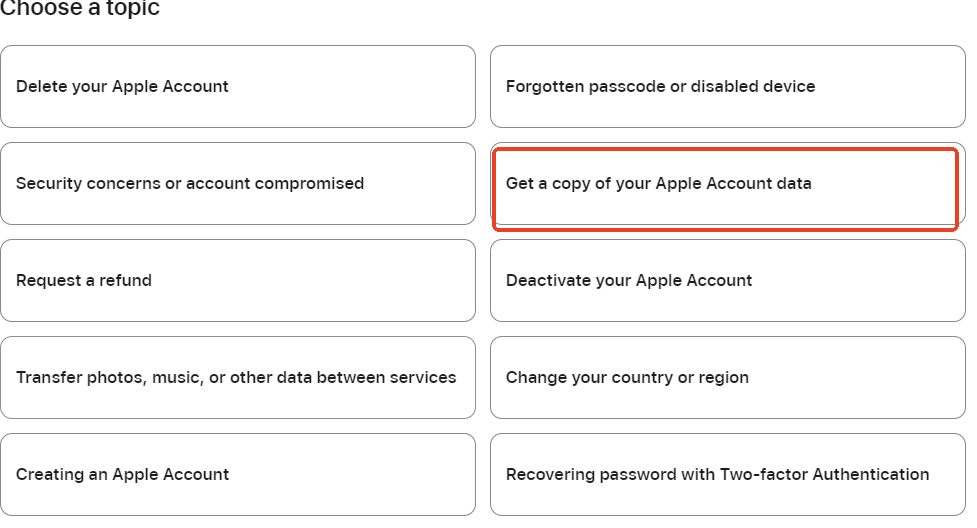 احصل على نسخة من بيانات معرف Apple الخاص بك