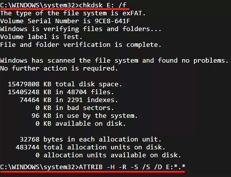 استعادة الملفات المحذوفة في Windows 10 باستخدام أوامر CMD