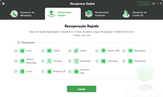 Tela com ícones