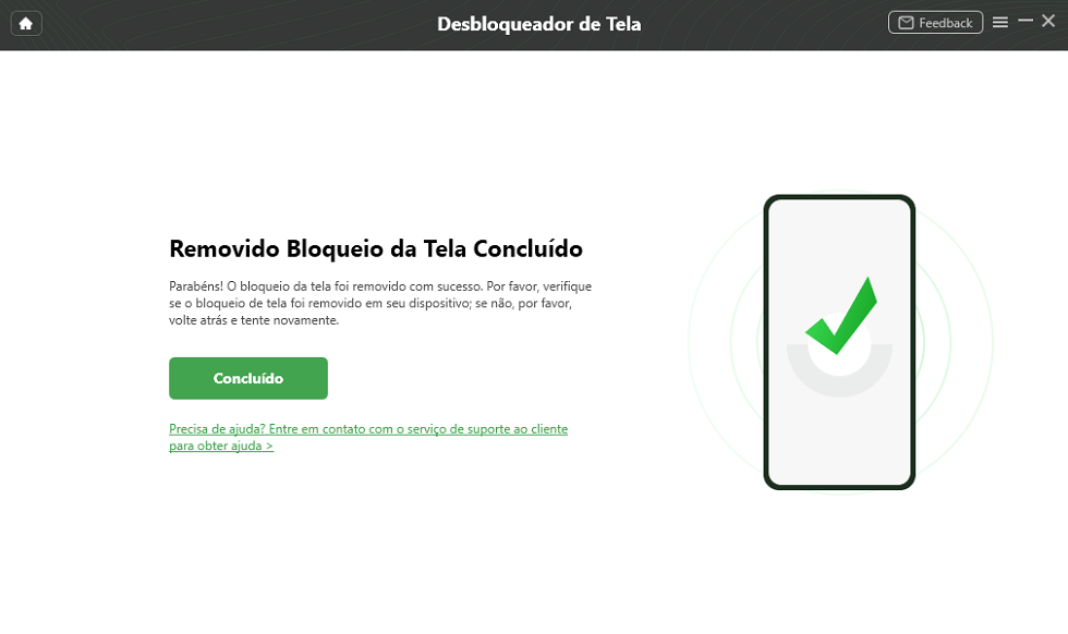Desbloquear com sucesso