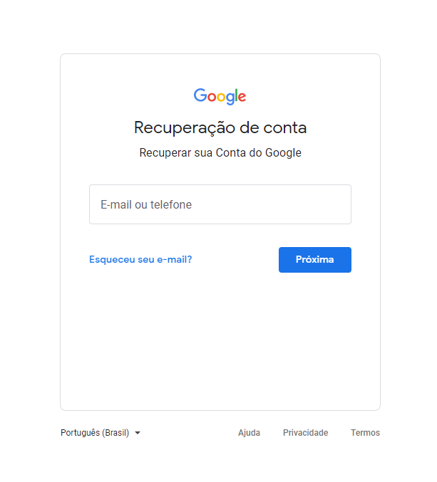 Recuperação de Conta do Google