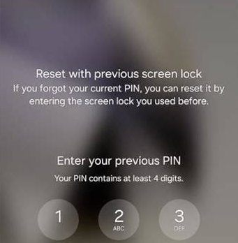 Tela de bloqueio Android após inserir um PIN incorreto