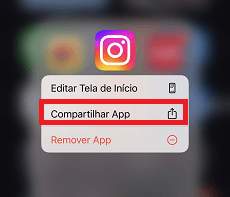 Prensa longa para compartilhar app