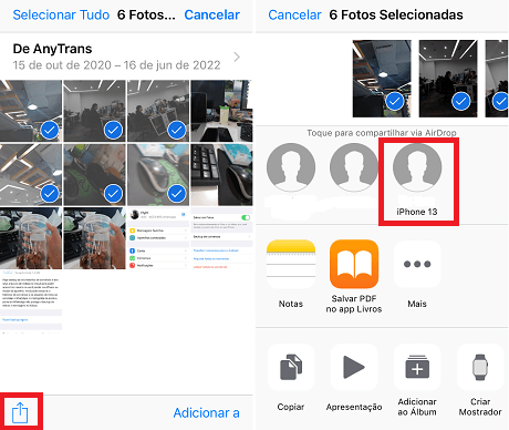 Passar fotos com AirDrop