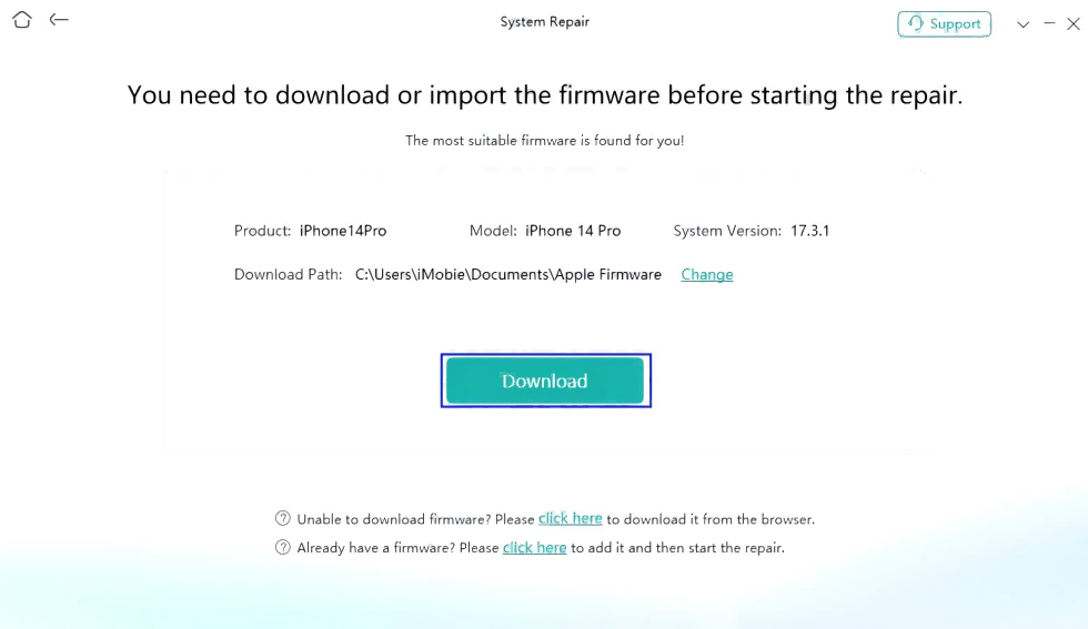 Baixar o Firmware de Reparo do Sistema AnyFix