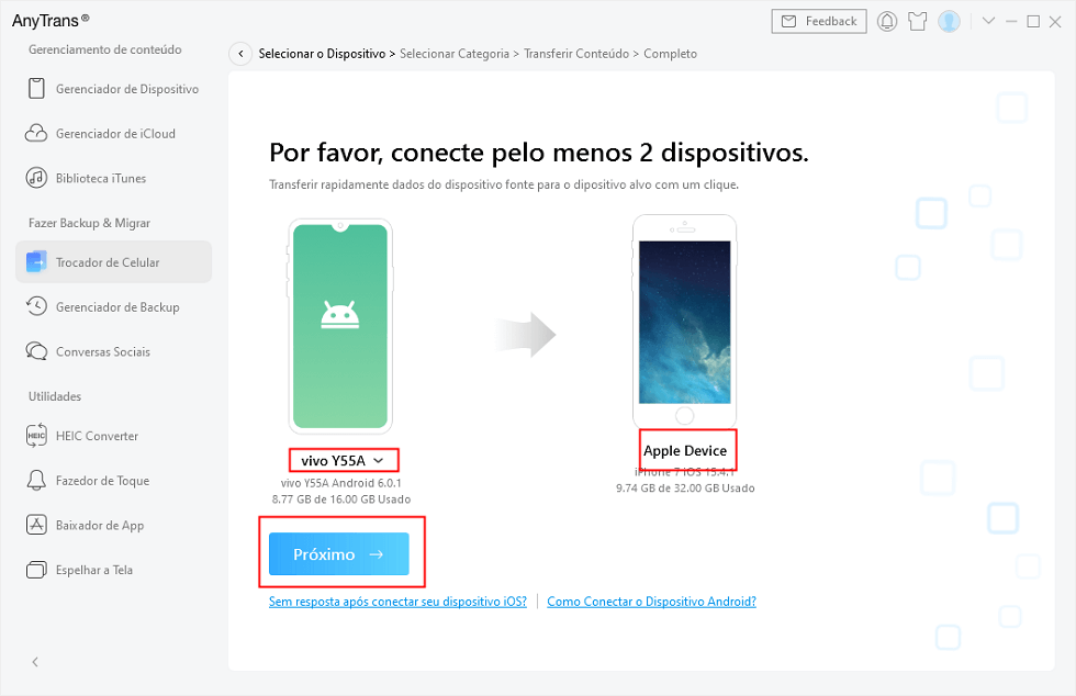 Verificar os celulares para continuar