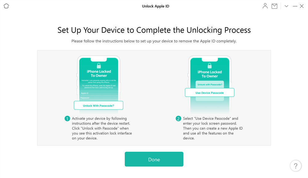 Configure seu dispositivo para concluir o processo de desbloqueio de ID Apple