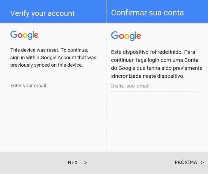 Conta Google FRP