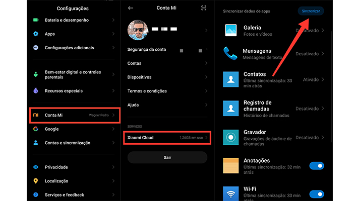Conta Xiaomi Backup