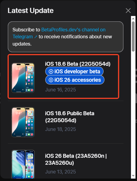 Download iOS 26 Beta no Betaprofiles