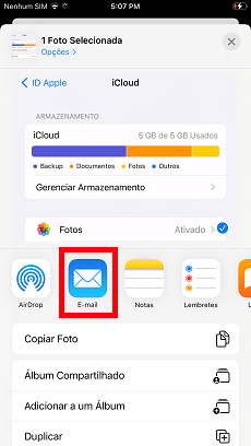 Enviar Fotos do iPhone para o Mac com E-mail