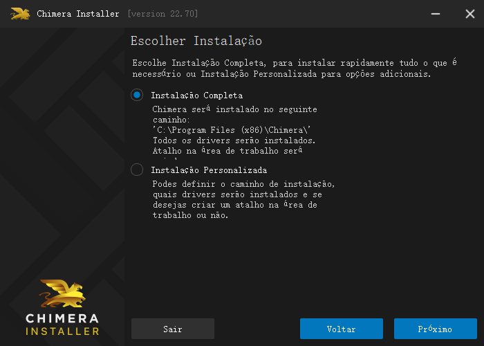Escolha a Instalação