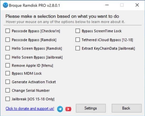 Escolha Modo de Bypass iCloud