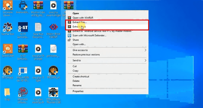 Extrair o ZIP do Android Service Tool