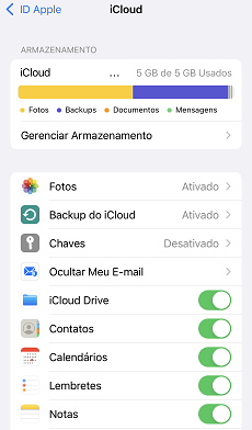 Ativar a sincronização de dados no iCloud