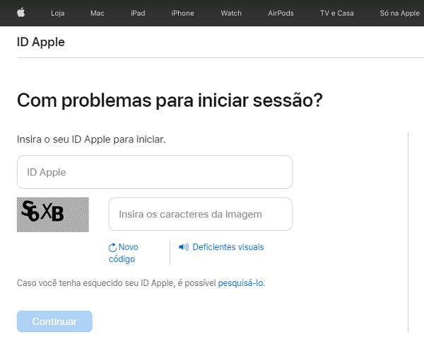 Desbloquear o ID Apple via Apple iforgot