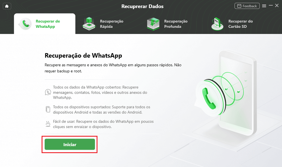 Iniciar Recuperação de WhatsApp