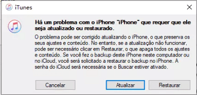 Clicar em Restaurar em iTunes