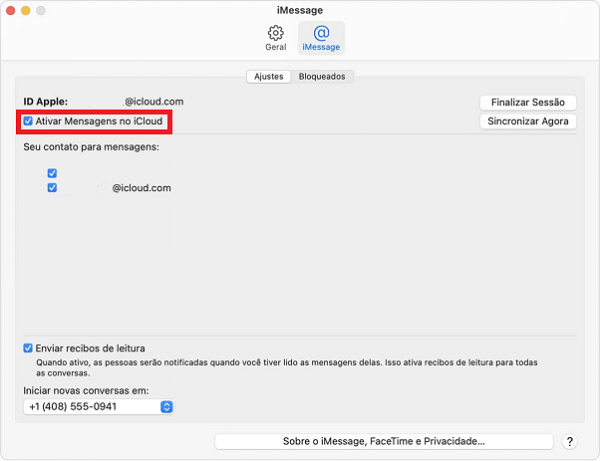 Ative Mensagens do iCloud no Mac