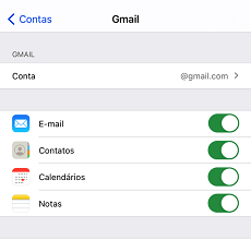 Ative a aincronização de email,contatos e calendários