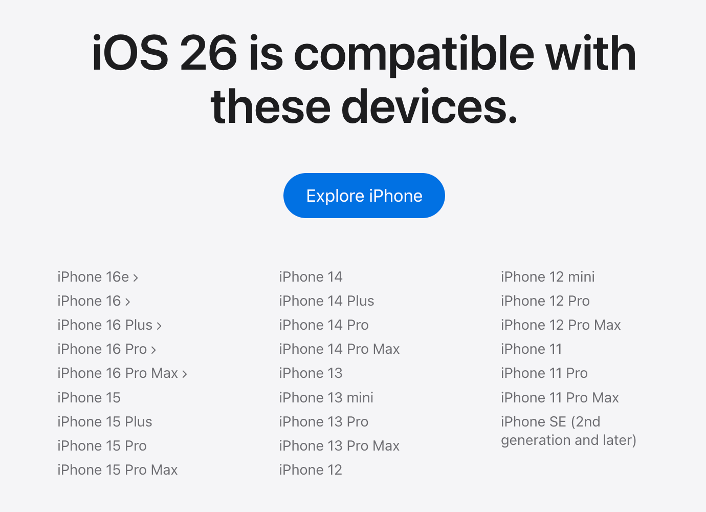 Modelos Compatíveis com iOS 26